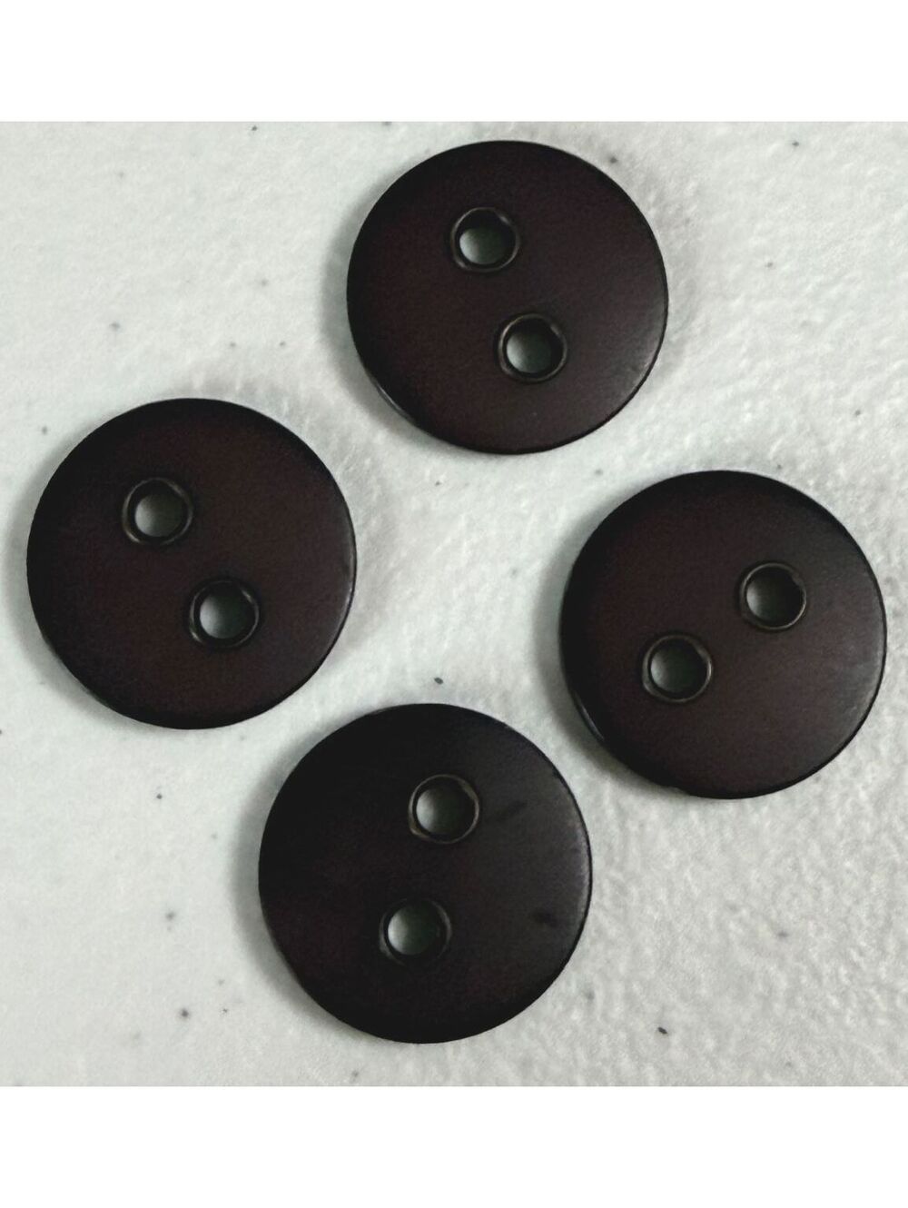 Lot of 4 Reclaimed Dark Brown 2-Hole Buttons Metal Eyelet 2.3cm Sewing